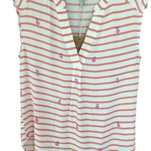 Women's Joules Coral/White Viscose Sleeveless Top- Size: US 2 NWT.
